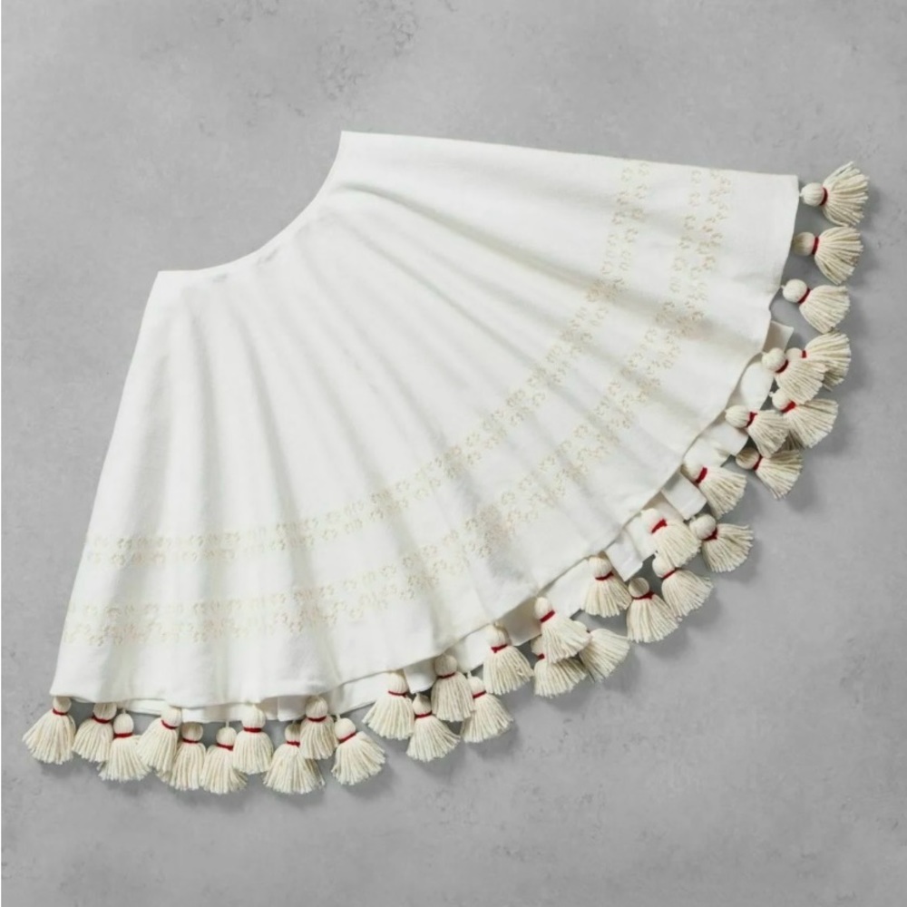 NEW Hearth and Hand with Magnolia Home Embroidered Tree Skirt w/ tassels Cream